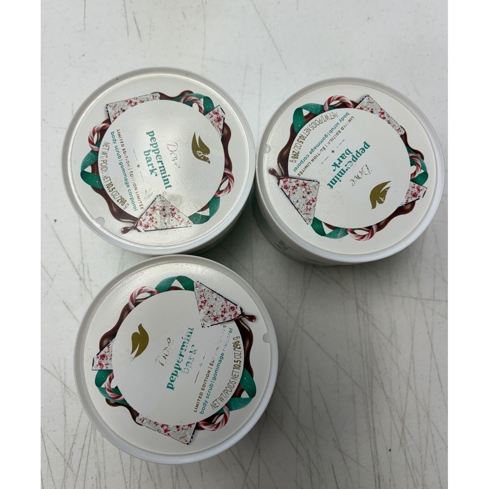 Dove Limited Ed. Holiday Treats Peppermint Bark Body Scrub 10.5 oz 3 Pack New